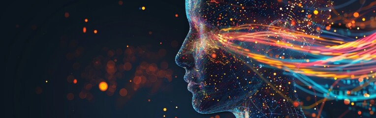 Obraz premium Digital Thoughts Exploding in Colorful Streams