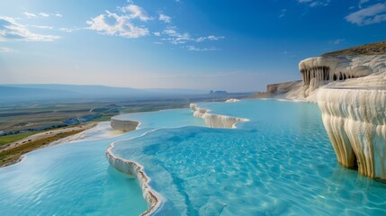 Fototapeta premium The Ethereal Beauty of Pamukkale Thermal Water Terraces in Turkey