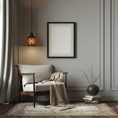 framed blank art on the wall of a traditional modern empty room in a style , Generative Ai 