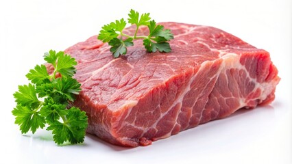Fototapeta premium Raw Beef Steak With Peppercorns, Rosemary, and Chili Peppers on Wooden Cutting Board