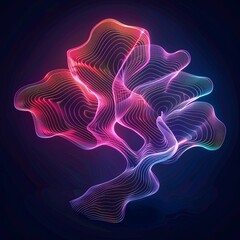 Obraz premium Abstract glowing neon tree. Futuristic technology concept with glowing lines, waves and vibrant colors. Ideal for themes of innovation, nature and digital art.