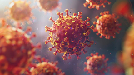 World Hepatitis Day. Hepatitis. Detailed depiction of virus particles floating in a space, shapes and spikes. healthcare, virology, and educational content on viruses and pandemics