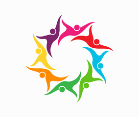 Colorful People Circle logo sign	