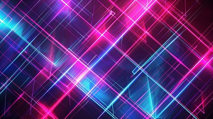 Obraz premium Abstract background with glowing neon lines, futuristic technology concept. Design for wallpaper, banner, poster.