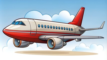 The plane is, side view. Vector illustration cartoon style.