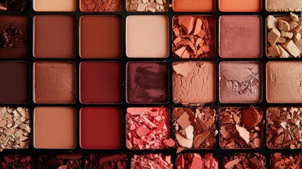 Diverse range of skin color shades in a makeup palette, emphasizing the inclusive approach to beauty products