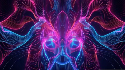 Fototapeta premium Abstract Neon Flowing Lines Background, Vibrant Pink and Blue Glowing Waves Pattern