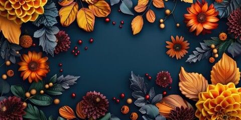 Obraz premium Floral arrangement on blue background