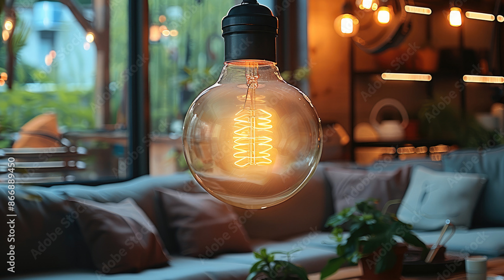 Aufkleber A smart light bulb with a minimalist approach, featuring a clean and understated design that integrates seamlessly into any home decor. Generative AI.