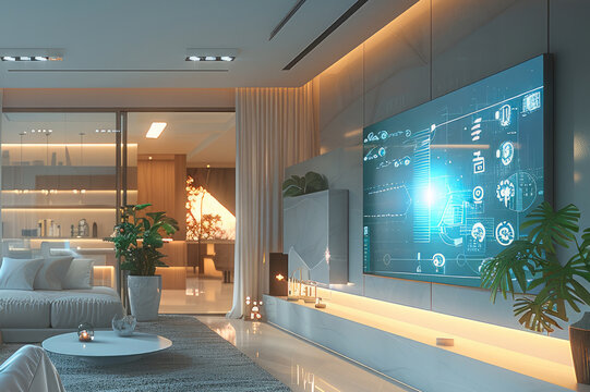 The future smart home, where an intelligent home automation system automatically adjusts room temperature and curtains. providing thoughtful and personalized services. Generative AI.