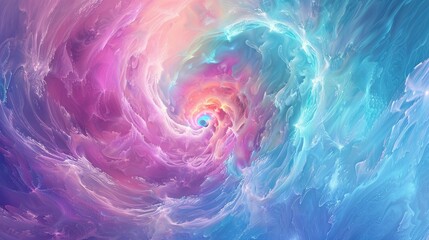 Obraz premium Vivid, colorful abstract swirl background. Fantasy nebula cloudscape, digital illustration art.
