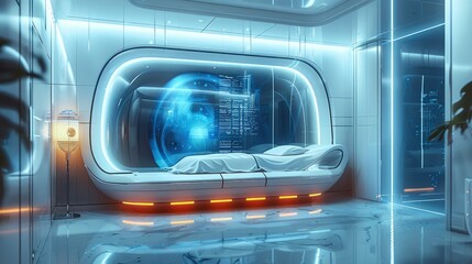 Futuristic Home Health Care icon. Generative AI.