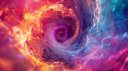 Naklejka premium Vivid abstract swirl background, colorful spiral of fire and water, concept of energy, magic, and power.