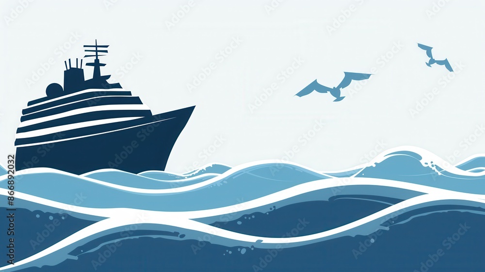 Poster A minimalistic and elegant silhouette of a sailboat on calm ocean waves, perfect for showcasing sea travel and yachting experiences. Generative AI
