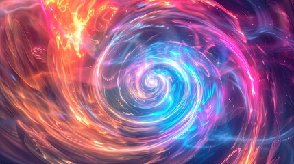 Abstract Swirl of Vibrant Colors. Red, Blue, and Purple Energy Vortex
