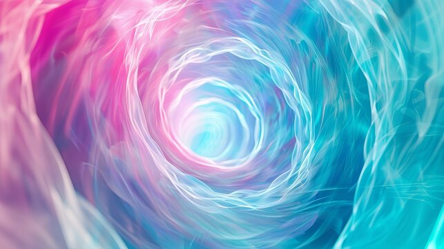 Abstract Colorful Swirl Tunnel Background. Digital art of a mesmerizing vortex with vibrant pink and blue hues, ideal for creative projects related to energy, fantasy, and the unknown.