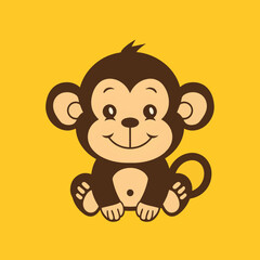 a logo with a cute monkey