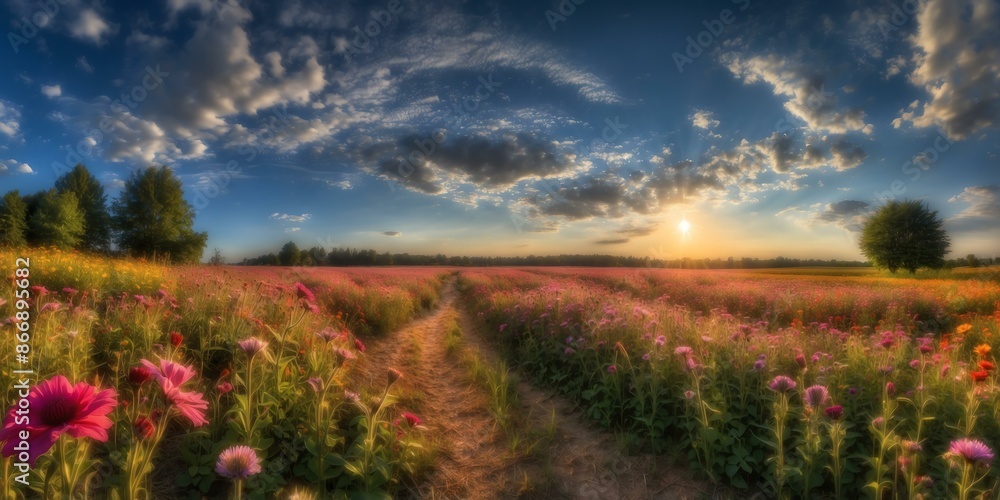 Wall mural summer photo of a beautiful wide format image of a cou background