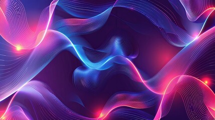 Fototapeta premium Abstract background with flowing neon pink and blue waves. Futuristic, vibrant, and dynamic design.