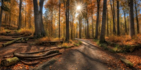 Naklejka premium autumn photo of a beautiful wide format image of a cou background