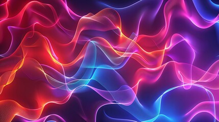 Fototapeta premium Vivid Abstract Background. Flowing Waves of Neon Blue, Pink, and Orange Light
