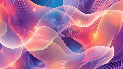 Abstract colorful background with flowing lines, waves, and glowing lights. Concept of energy, movement, and fluidity.