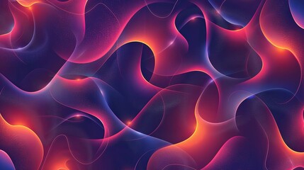 Abstract Background of Swirling Neon Lights and Shapes