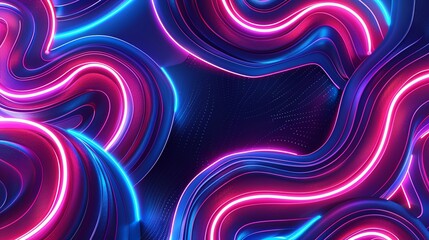 Fototapeta premium Abstract background with glowing neon pink and blue lines, futuristic, and cyberpunk style. Concept for design, technology, music, and art