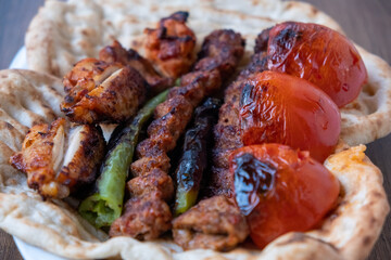 chicken wings, yufka and local turkish kebab	