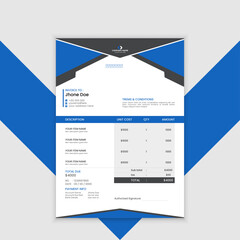 Simple design template for invoices. Accounting for business invoices in bill form