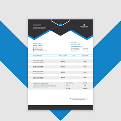 Simple design template for invoices. Accounting for business invoices in bill form