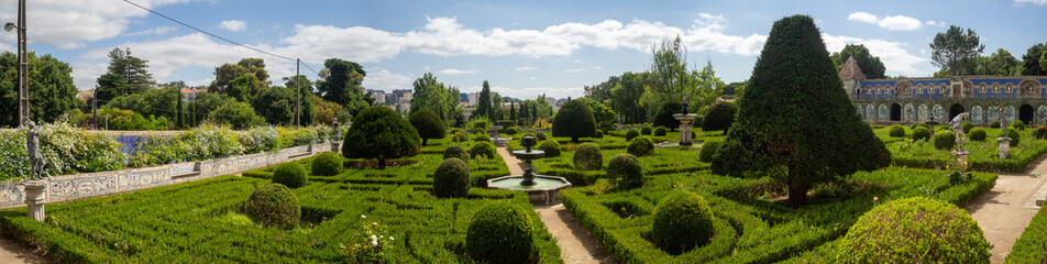 Panorama of Fronteira Palace garden, Lisbon