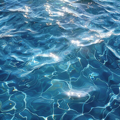 Fototapeta premium Background for summer design, tropical leaf shadow on water surface, blue surface, sea, shadow of palm leaves on blue water, Beautiful abstract conceptual banner background for summer vacation on bea