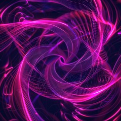 Obraz premium Abstract swirling pink and purple neon light trails. Concept of energy, technology, music, and digital art.