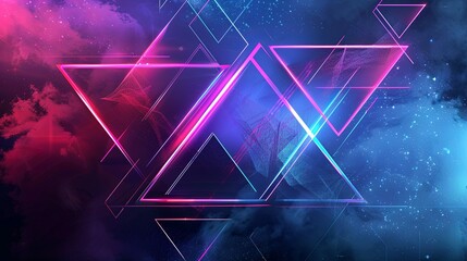 Naklejka premium Abstract Neon Triangles Background. Futuristic, Geometric Design