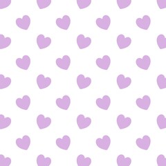 Repeating pattern with purple hearts on a white background