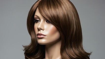 Fototapeta premium realistic photography of a medium brown long hair wig background