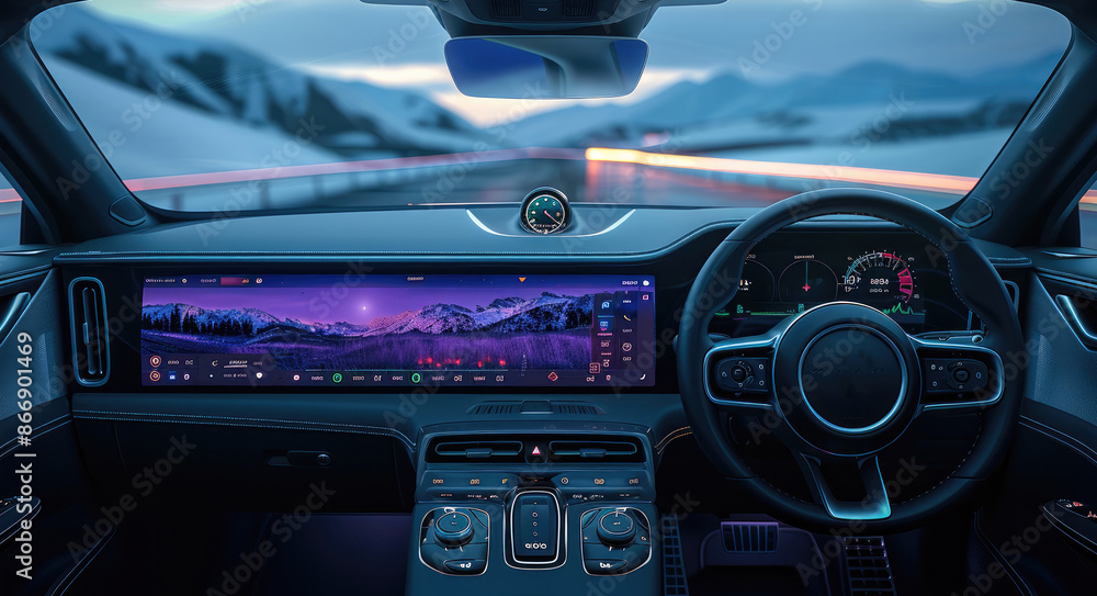 Aufkleber The interface design of the car screen. Generative AI.