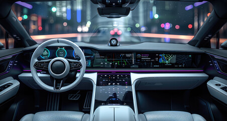 The interface design of the car screen. Generative AI.