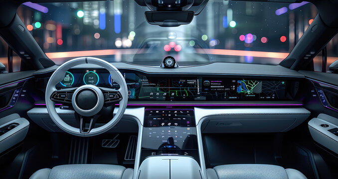 The interface design of the car screen. Generative AI.