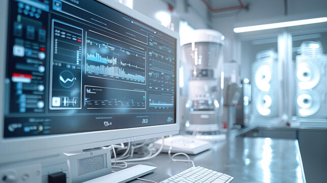 A monitor displayed real-time operating data of various household appliances. Generative AI.