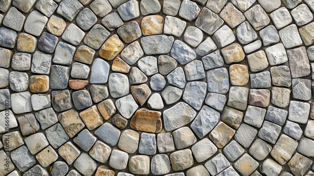 Poster circular pattern cobblestone paving texture with space for text
