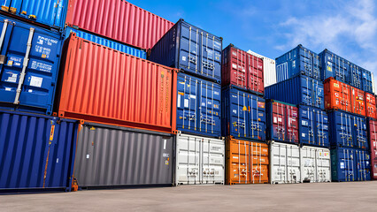 Fototapeta premium Large containers for international shipping by sea. Ideal for bulk export