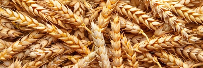 Wheat ears background. Plenty of crops. Agricultural harvest scene
