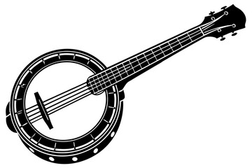 banjo silhouette vector art illustration