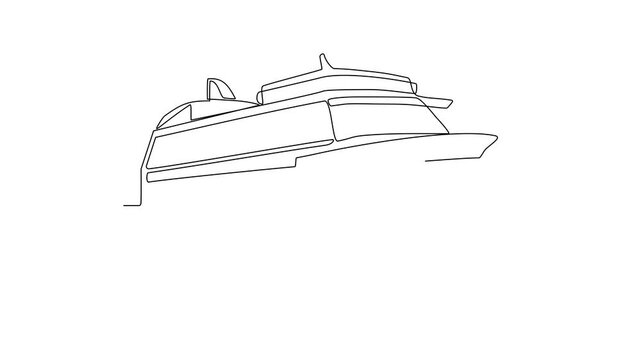 Animated self drawing of ferry video design illustration. Sea transportation themes design concept with simple linear style. Sea transportation involve moving goods and people across body of water.
