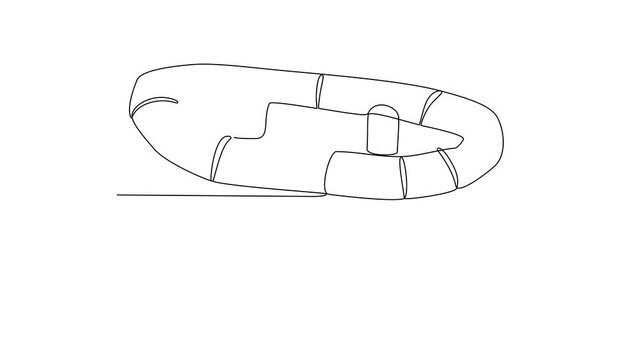 Animated self drawing of raft video design illustration. Sea transportation themes design concept with simple linear style. Sea transportation involve moving goods and people across body of water.