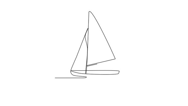 Animated self drawing of sailboat video design illustration. Sea transportation themes design concept with simple linear style. Sea transportation involve moving goods and people across body of water.