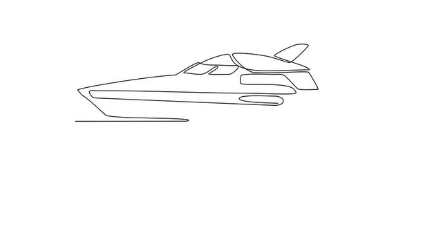 Animated self drawing of yacht video design illustration. Sea transportation themes design concept with simple linear style. Sea transportation involve moving goods and people across body of water.