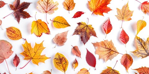 Obraz premium Colored Leaves on White Surface